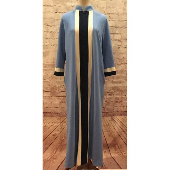 Vintage Vanity Fair Blue Full Length Housecoat Robe Dacron Fleece USA Size 10 - Picture 1 of 4